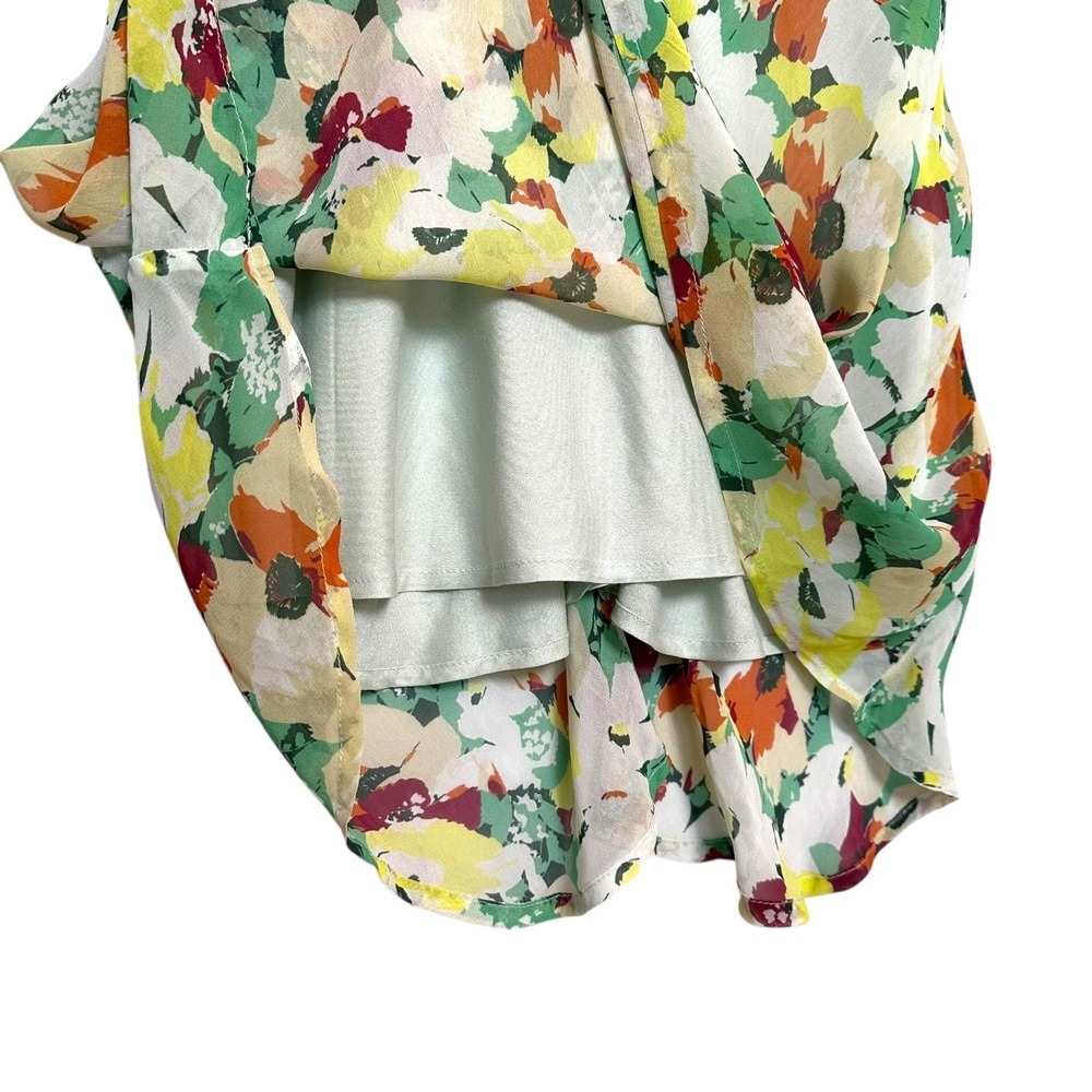Anthropologie Midi Dress Chiffon Floral Slip Green Sage Multi S NWT Romantic - Picture 10 of 12